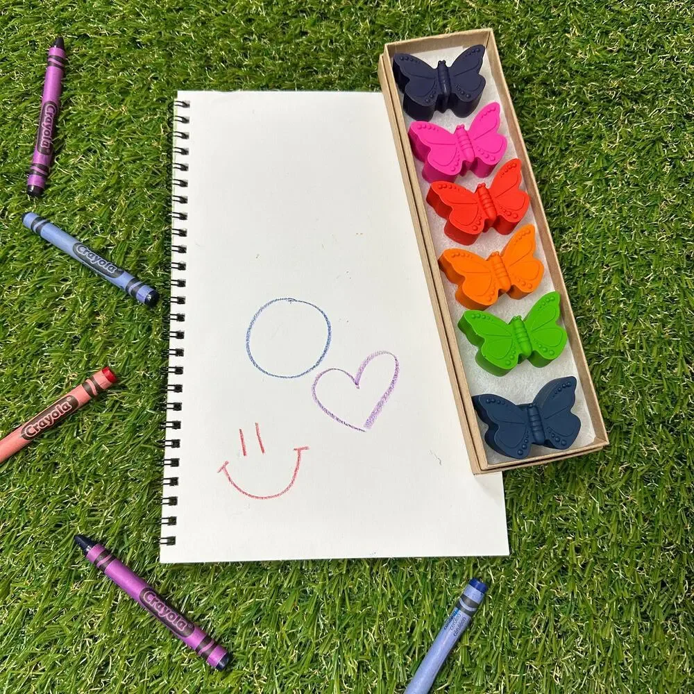 2/$30 Butterfly Crayons (6), Kids Boys Girls Pretty Unique Colorful B-day Gift